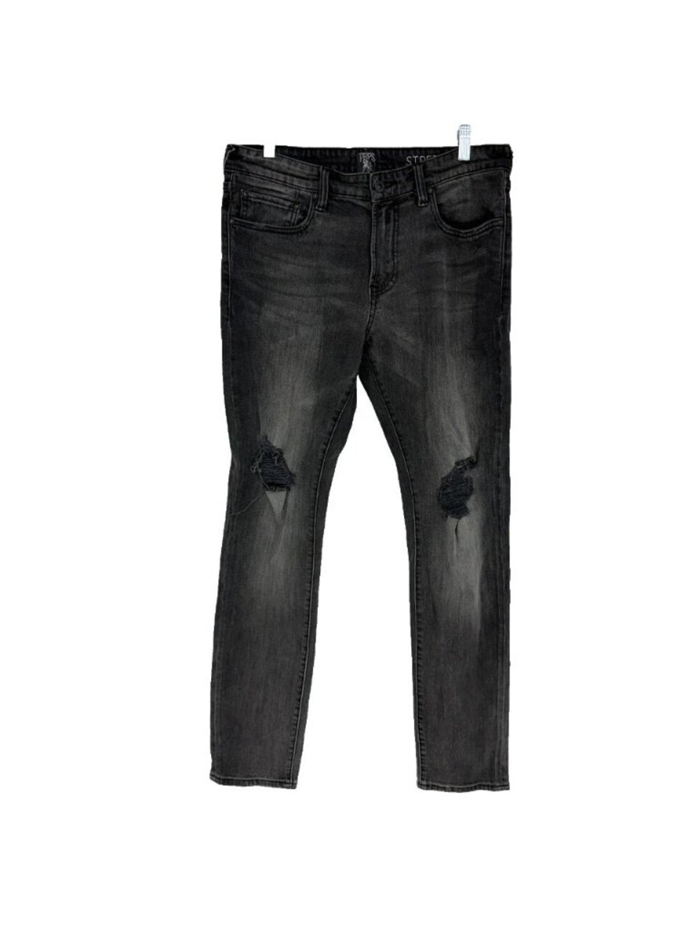 PRPS Men 33 Skinny Jeans Distressed Ripped Black Faded Grunge Emo Goth Skater